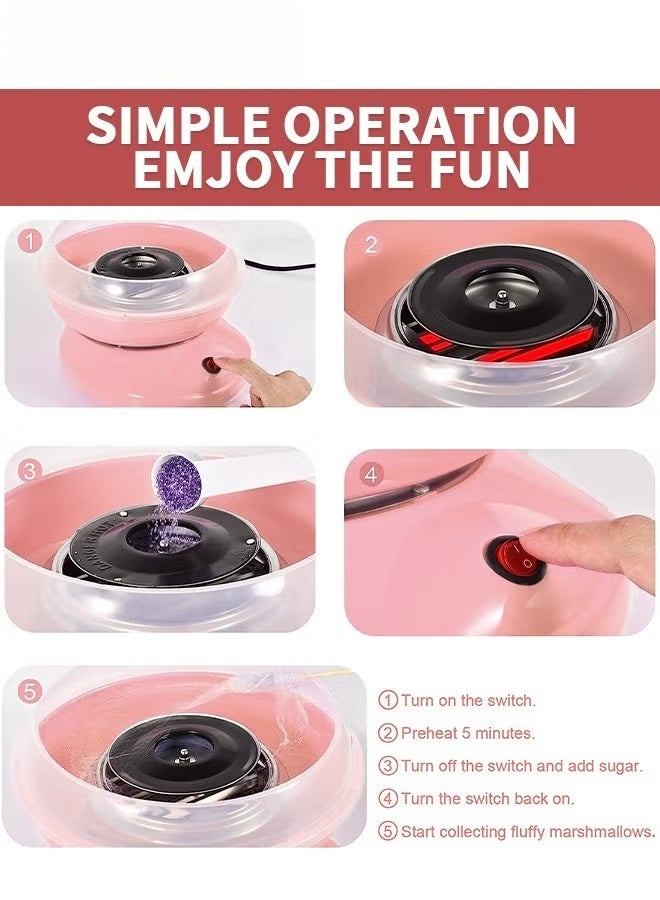 EETU Cotton Candy Machine,Portable Cotton Candy Maker,DIY Marshmallow Machine With Large Splash-Proof Plate For Home Birthday Family Party Cinema - Image 3