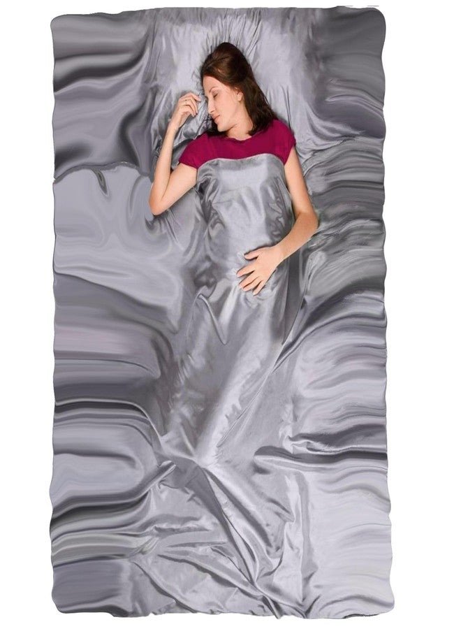 The Friendly Swede Double Sleeping Bag Liner Ultralight - Thin Travel Sheets for Hotel with Full Length Zipper; Camping Sheets & Adult Sleep Sack for Backpacking; Travel Sleeping Bag - Grey (Zipper) - Image 1