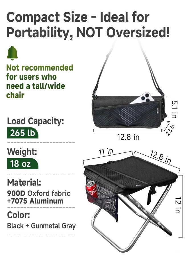Rocalt Camping Portable Stool, Ultralight Folding Stool, Aircraft-Grade Aluminum Pocket Chairs for Adults, Outdoor Travel Stool, Fishing Chair with Built-in Storage Gag, Handbag Style - Image 2