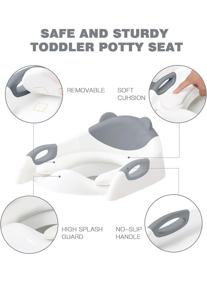 SKYROKU Toilet Potty Training Seat with Step Stool Ladder, Training Toilet for Kids Boys Girls Toddlers-Comfortable Safe Potty Seat with Anti-Slip Pads Ladder (Grey) - Image 2