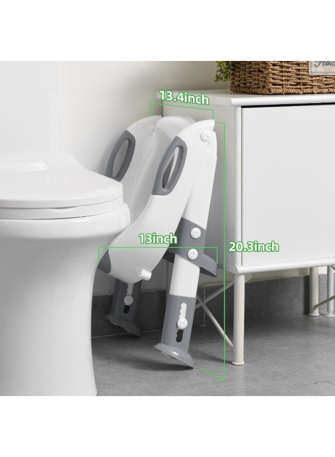 SKYROKU Toilet Potty Training Seat with Step Stool Ladder, Training Toilet for Kids Boys Girls Toddlers-Comfortable Safe Potty Seat with Anti-Slip Pads Ladder (Grey) - Image 5