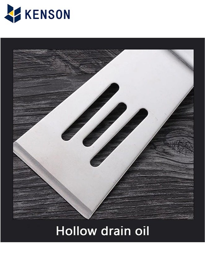 KENSON 2 Pcs Metal Spatulas Set with Beveled Edges, Stainless Steel Metal Spatula for Cast Iron Skillet, Wok Flat Top Small Metal Spatula Turner with Wood Handle (Silver) - Image 3