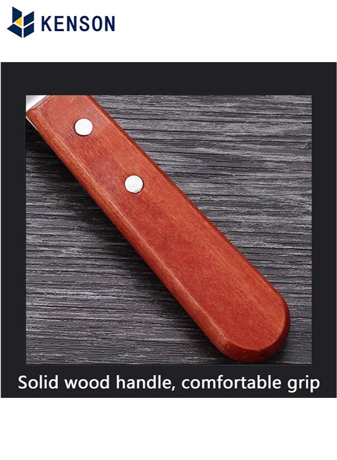 KENSON 2 Pcs Metal Spatulas Set with Beveled Edges, Stainless Steel Metal Spatula for Cast Iron Skillet, Wok Flat Top Small Metal Spatula Turner with Wood Handle (Silver) - Image 5