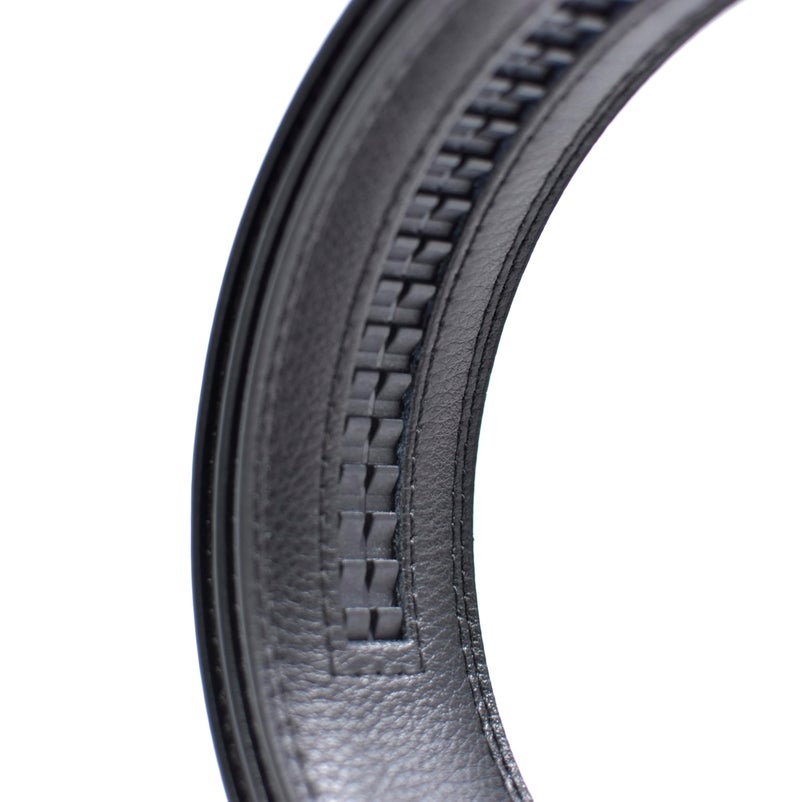 WildHorn Men's Genuine Leather Belt for Men| Premium Auto-Lock Buckle | Adjustable up to 48” | Formal & Casual Wear | Micro-Adjust Fit | Stylish Gift Box Included (Free Size) (PREMIUM BLACK) - Image 2