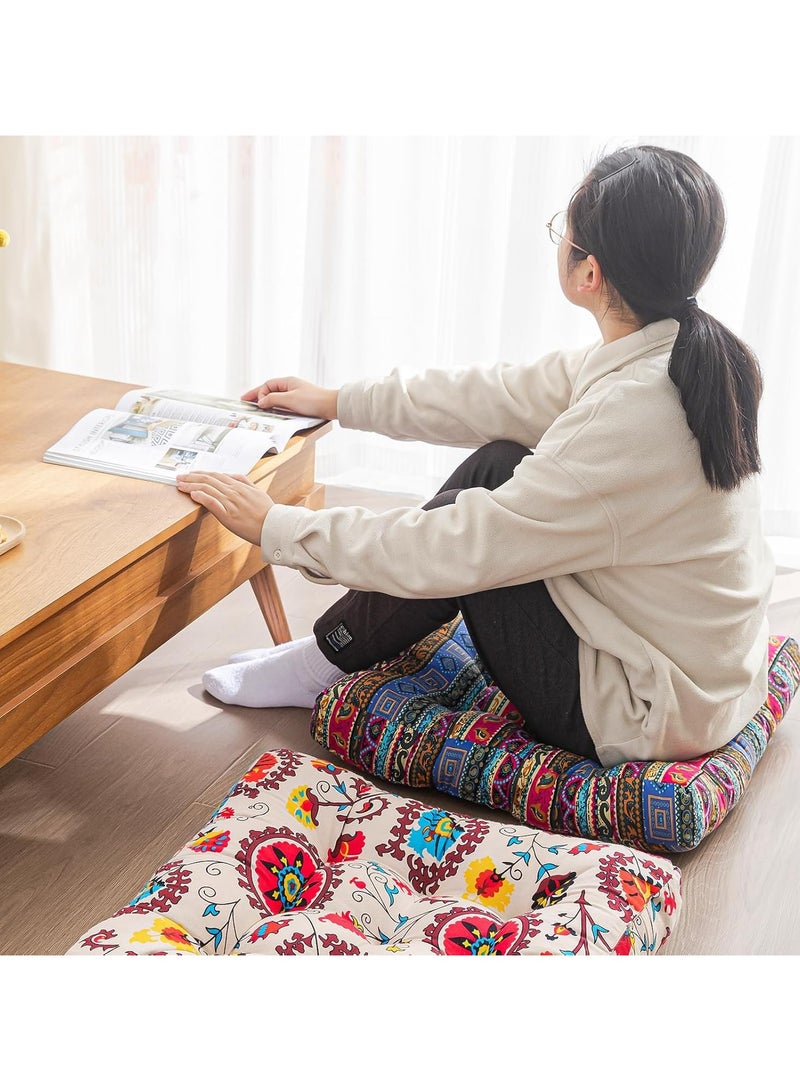 اكسيسن وسادة أرضية مربعة للتأمل، وسادة أرضية بوهو للجلوس للكبار والصغار، وسادة مقاعد كبيرة لغرفة نوم الشرفة غرفة المعيشة حصير التاتامي، 55*55 سم - Image 2