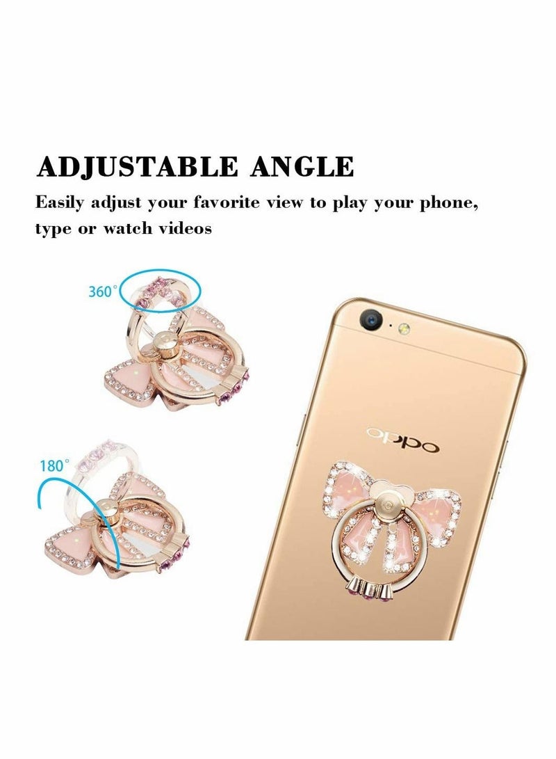 Y&D Cell Phone Ring Holder, Finger Grip Stand Holder 360 Rotation Adhesive Glitter Bow-tie Kickstand for Case/Cellphone/Samsung/HUAWEI/Sony (Rose Gold)  - Image 4