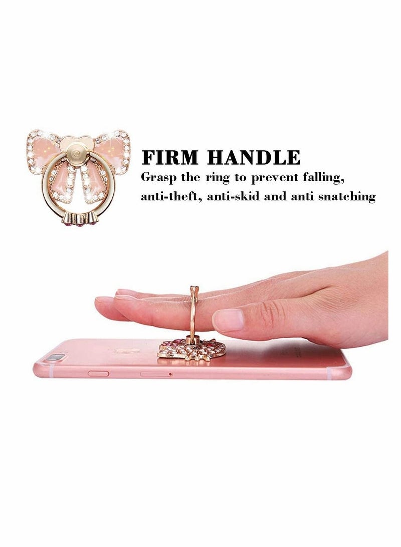 Y&D Cell Phone Ring Holder, Finger Grip Stand Holder 360 Rotation Adhesive Glitter Bow-tie Kickstand for Case/Cellphone/Samsung/HUAWEI/Sony (Rose Gold)  - Image 3