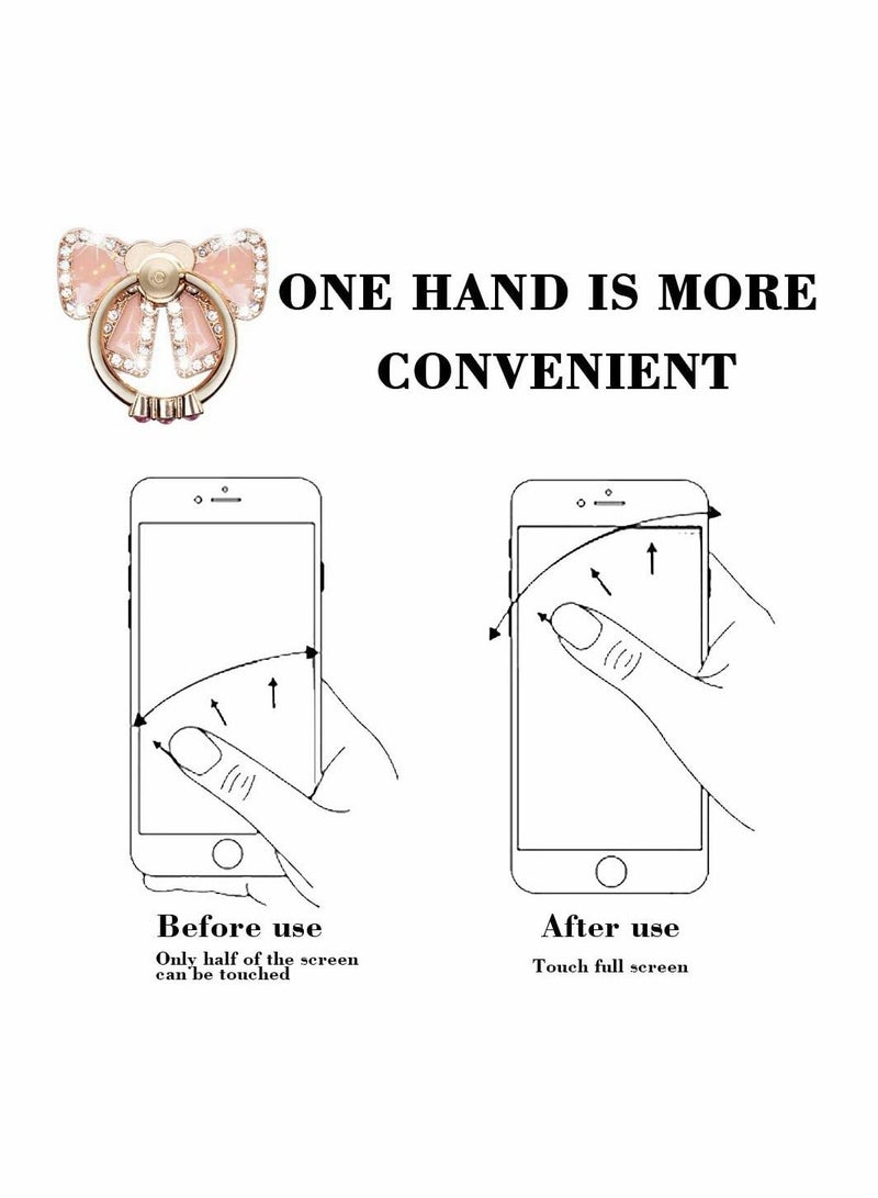Y&D Cell Phone Ring Holder, Finger Grip Stand Holder 360 Rotation Adhesive Glitter Bow-tie Kickstand for Case/Cellphone/Samsung/HUAWEI/Sony (Rose Gold)  - Image 5