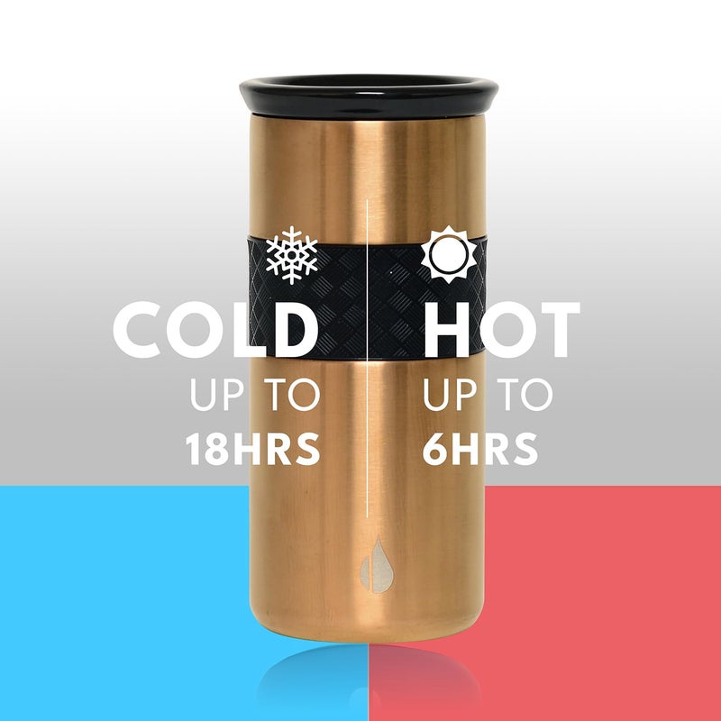 إليمنتال الأولي الحرفي المعزول معجل ثلاثي الجدار القهوة سفر سفر القدح القابلة لإعادة الاستخدام من الفولاذ المقاوم للصدأ القهوة معجمة مع أكواب القهوة الحرارية لغطاء السيراميك للساخنة (6 ساعات) والباردة (18 ساعة) - Image 3