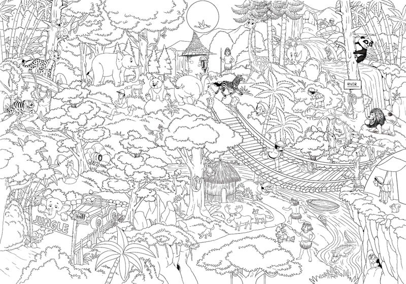 GoWoo GIANT JUNGLE SAFARI COLOURING POSTER and GIANT UNDER THE OCEAN COLOURING POSTER | Combo of 2 Posters I kids Happy Coloring Set - Image 5