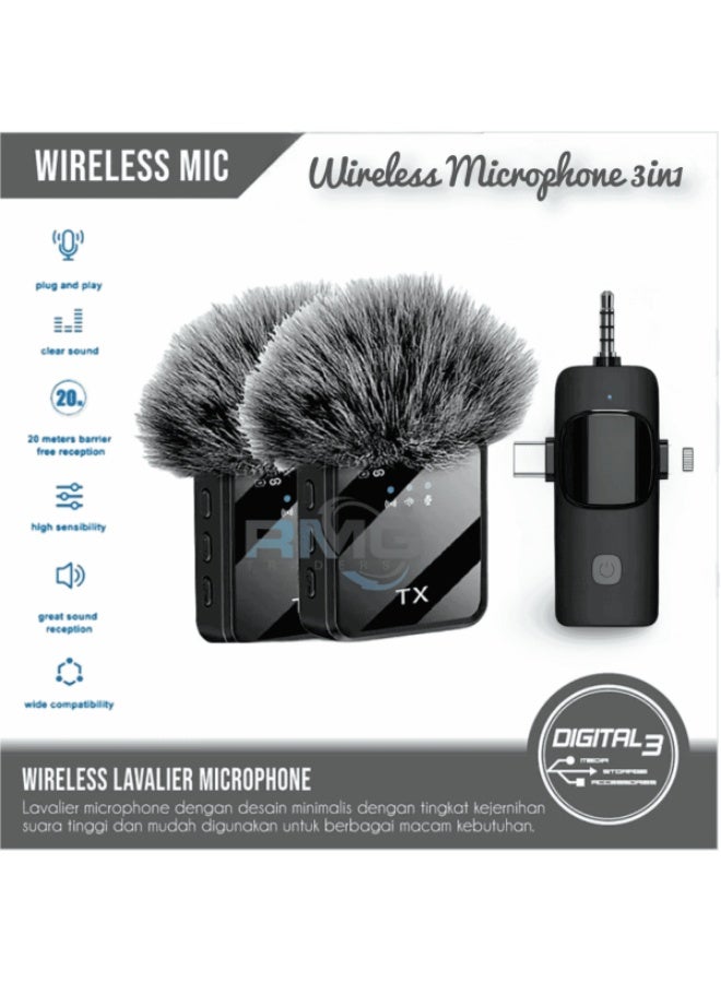 Wireless Microphone F11-2 for Live Shows, Interviews, Vlog Recording - Image 4