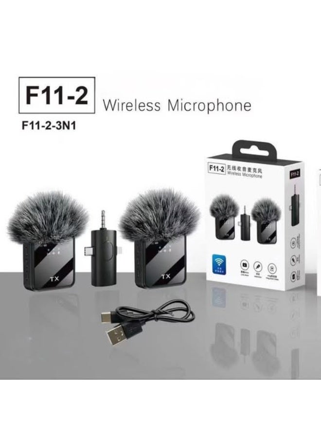 Wireless Microphone F11-2 for Live Shows, Interviews, Vlog Recording - Image 2