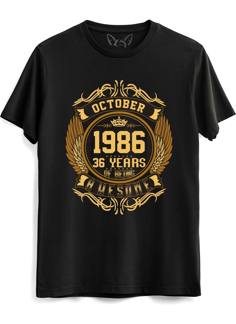Alfa Tshirt Vintage Gold Awesome Series Octaber 1986 Black Tshirt  - Image 1