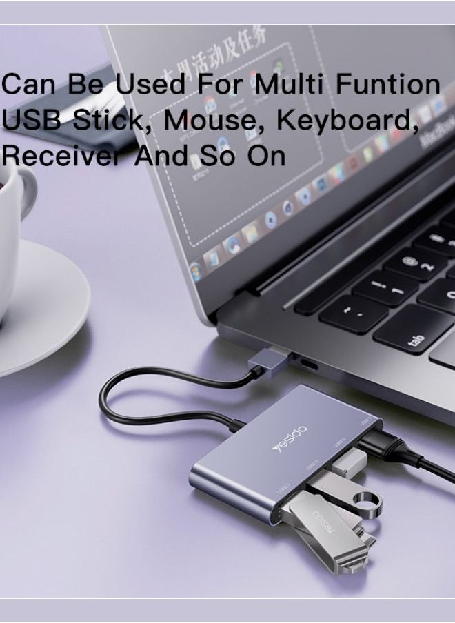 يسيدو محول موزع USB رباعي المنافذ - موزع USB صغير الحجم وخفيف الوزن لأجهزة الكمبيوتر المحمولة والكمبيوتر الشخصي ولوحة المفاتيح والفأرة ومحرك الأقراص المحمول  - Image 4