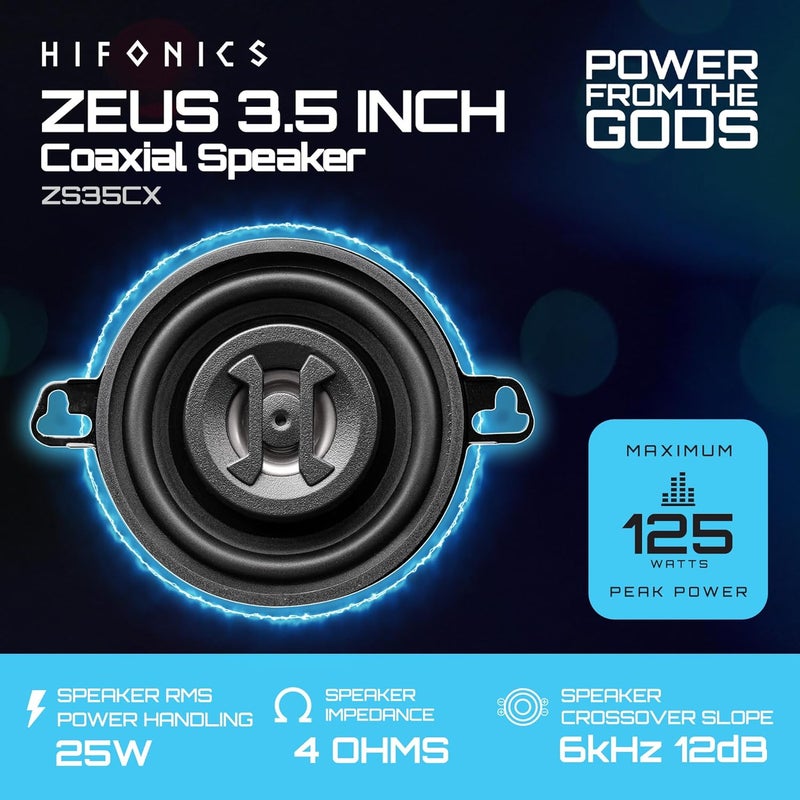 Hifonics Zeus ZS35CX 3.5 Inch Coaxial Speakers - Image 2