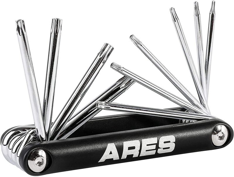 ARES 44000-10-Piece Tamper-Proof Folding Star Key Set - Sizes Include T-6 to T-30 - Corrosion-Resistant CR-V Steel Construction - Image 1