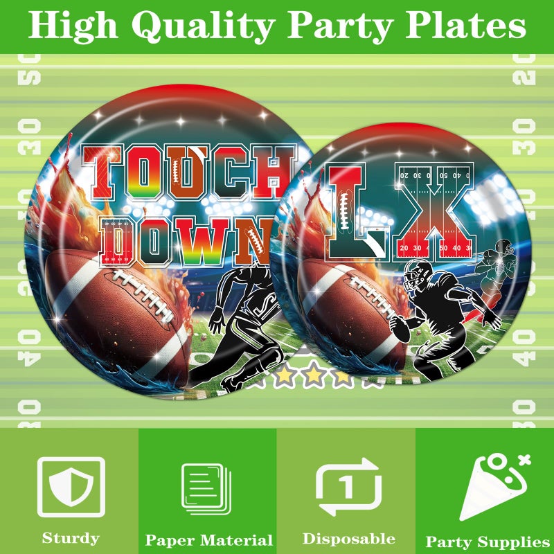 TAKEALOOKO 96 Pcs Football Party Supplies Set, Football Disposable Paper Plate Napkin Fork Set Decorations, Sports Themed Tableware Team Game Day Tailgate Birthday Party Decoration Serves 24 - Image 5