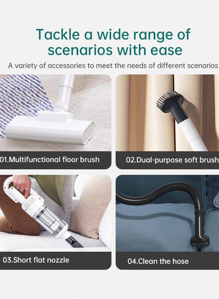 Cordless 2-In-1 Handheld and Stick Vacuum Cleaner 6000pa Multifunctional Powerful Suction HEPA Filter Wireless Vacuum Cleaner for Car Household LT-140CTG（White)  - Image 4