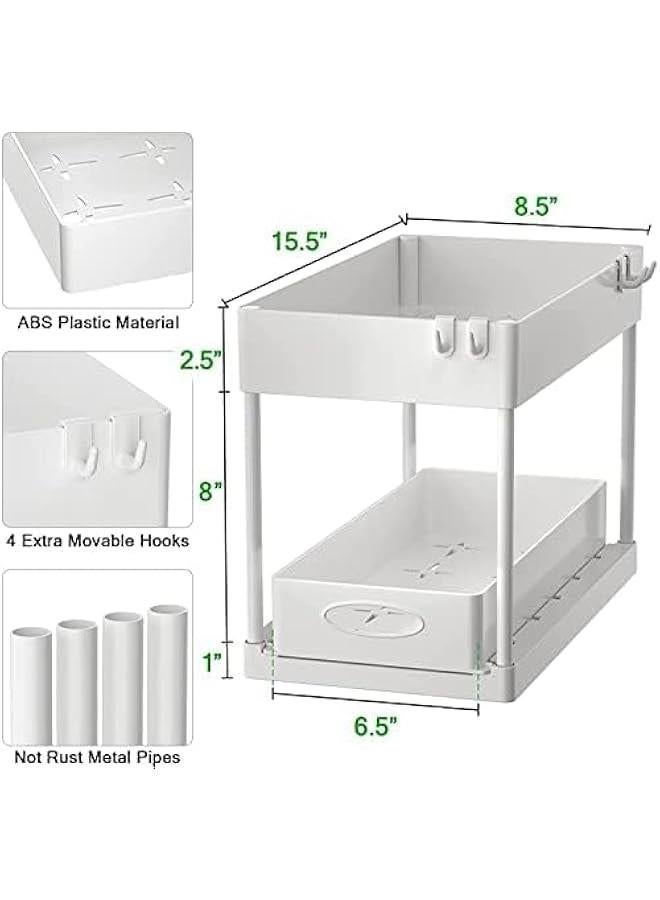 HOOKOR 2-Tier Under Sink Organizer with Sliding Storage Drawer, Under Sink Organizers and Storage Under Sliding Cabinet Basket Organizer for Bathroom Kitchen (White)  - Image 4