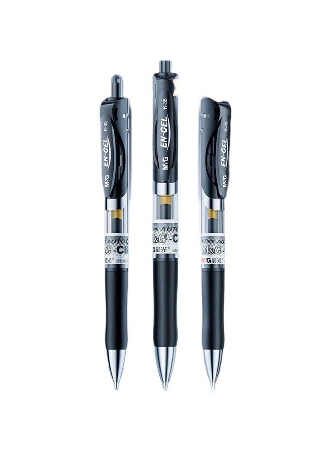 M.G Chenguang (M&G) K35 Retractable Gel Pen, Student 0.5Mm Black Pen, Signature Pen, Business Bullet Tip, Exam-Specific Pen, High-Quality Office Supplies, Black, 12 Pens/Box - Image 1