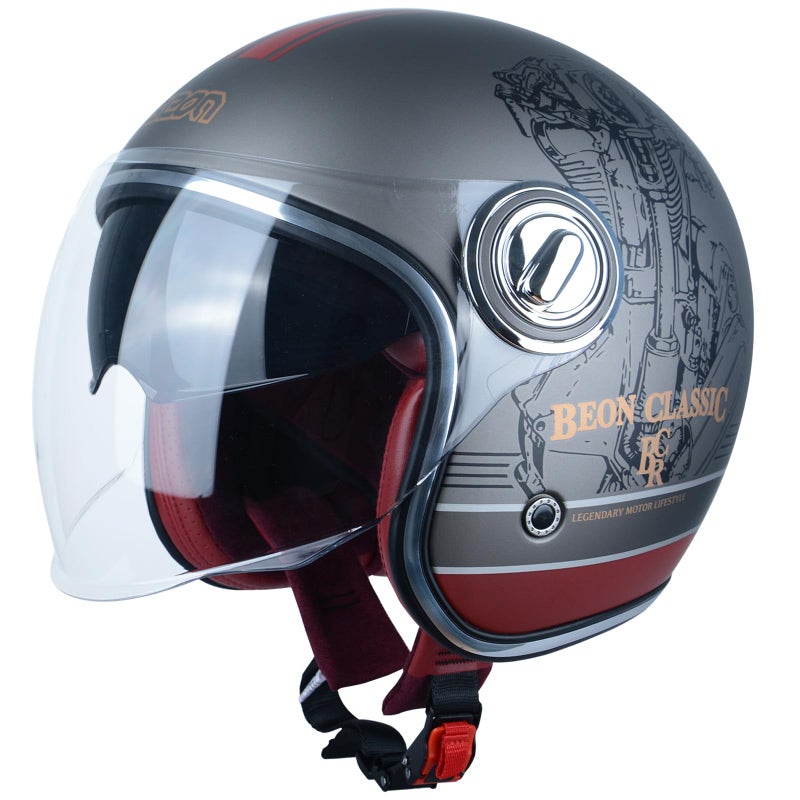 خوذة دراجة نارية مفتوحة للبالغين معتمدة من DOT، خوذة نصفية 34 لموديل فيسبا العتيق مع نظارات مزدوجة للرجال والنساء