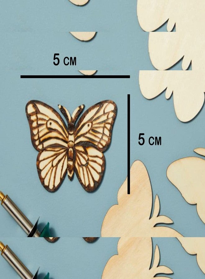 ROOT KRAFT MDF Cutouts | Wooden Cutout for Craft | Pine Wood | Unfinished Tags for Key Chain, Crafts, Xmas, Decorations, Painting | Resin Art Work | MDF Board Cutouts, Butterfly- [50pcs]-[5cmx3.5cm] - Image 5