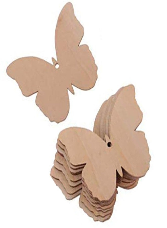 ROOT KRAFT MDF Cutouts | Wooden Cutout for Craft | Pine Wood | Unfinished Tags for Key Chain, Crafts, Xmas, Decorations, Painting | Resin Art Work | MDF Board Cutouts, Butterfly- [50pcs]-[5cmx3.5cm] - Image 1