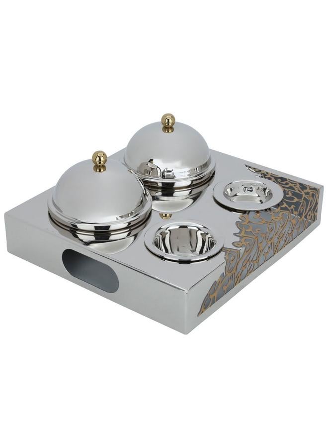 السيف  طقم تقديم من الفولاذ بقاعدة 32 × 29 × 13 سم، 5 قطع، فضي - Image 2