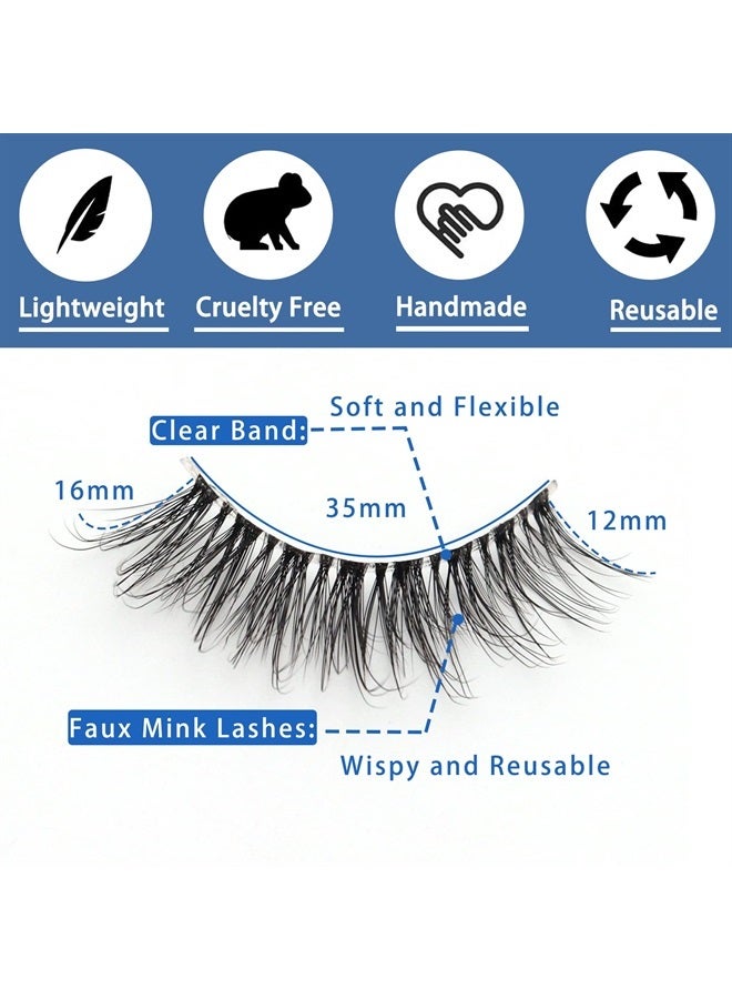 Veleasha Lashes with Clear Band Fluffy Lashes that Look Like Extensions 6 Pairs Pack Invisible False Eyelashes (12-18mm) - Image 3