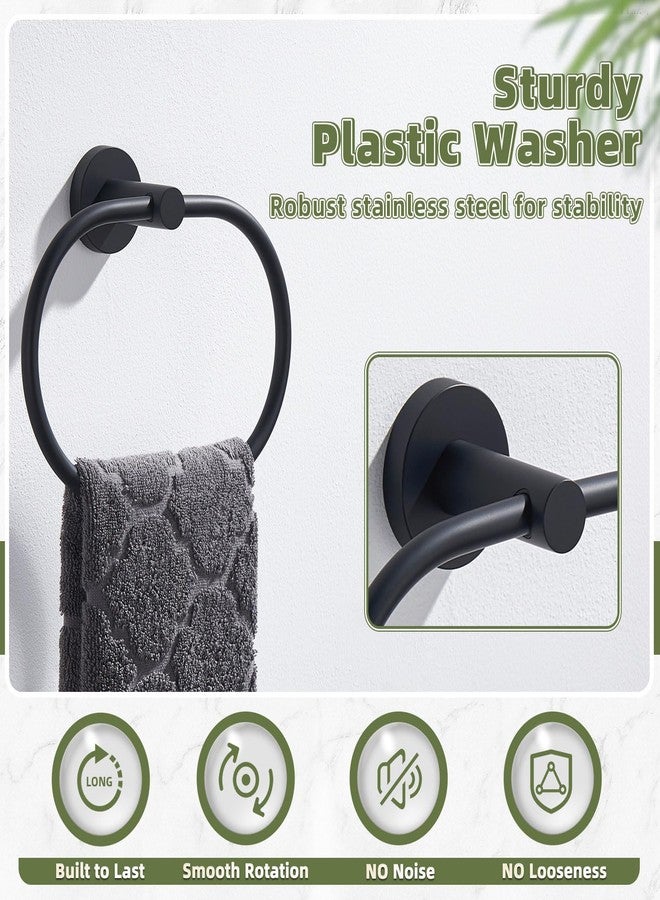 APLusee Matte Black Towel Ring, Stainless Steel Oval Hand Towel Holder for Bathroom Kitchen, Wall Mounted - Image 3