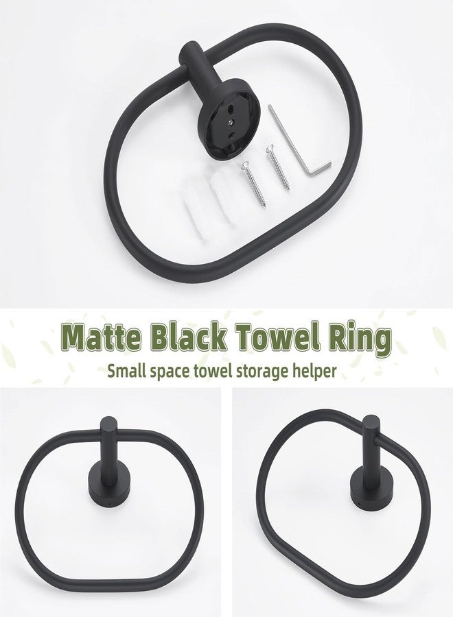 APLusee Matte Black Towel Ring, Stainless Steel Oval Hand Towel Holder for Bathroom Kitchen, Wall Mounted - Image 5