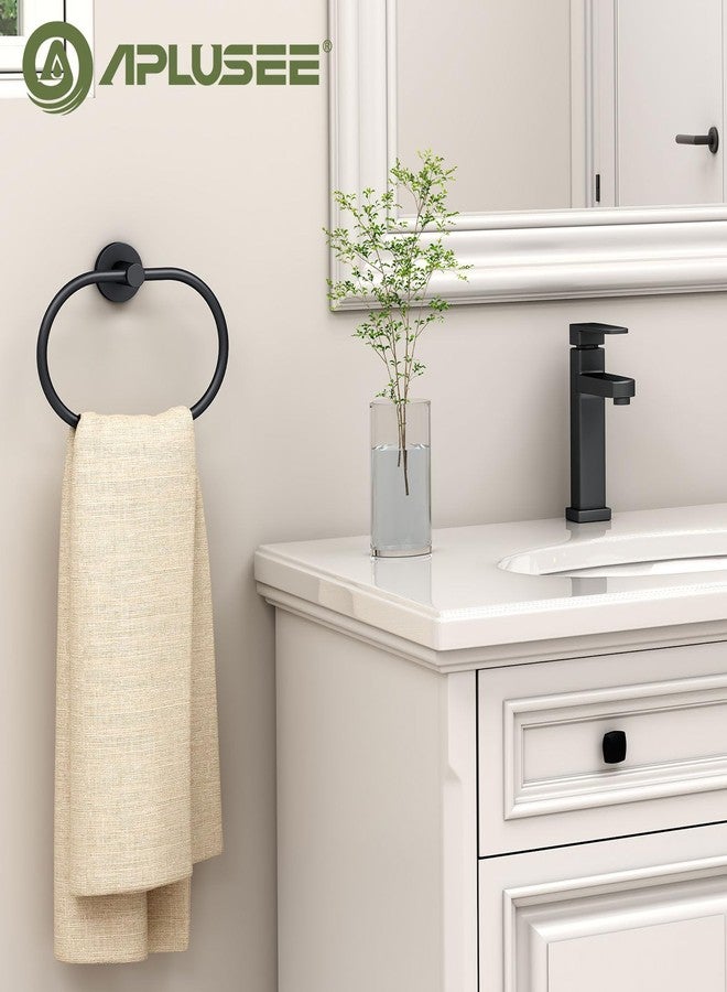 APLusee Matte Black Towel Ring, Stainless Steel Oval Hand Towel Holder for Bathroom Kitchen, Wall Mounted - Image 2