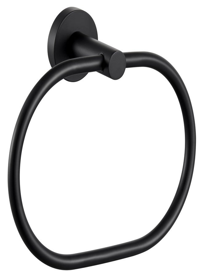 APLusee Matte Black Towel Ring, Stainless Steel Oval Hand Towel Holder for Bathroom Kitchen, Wall Mounted - Image 1
