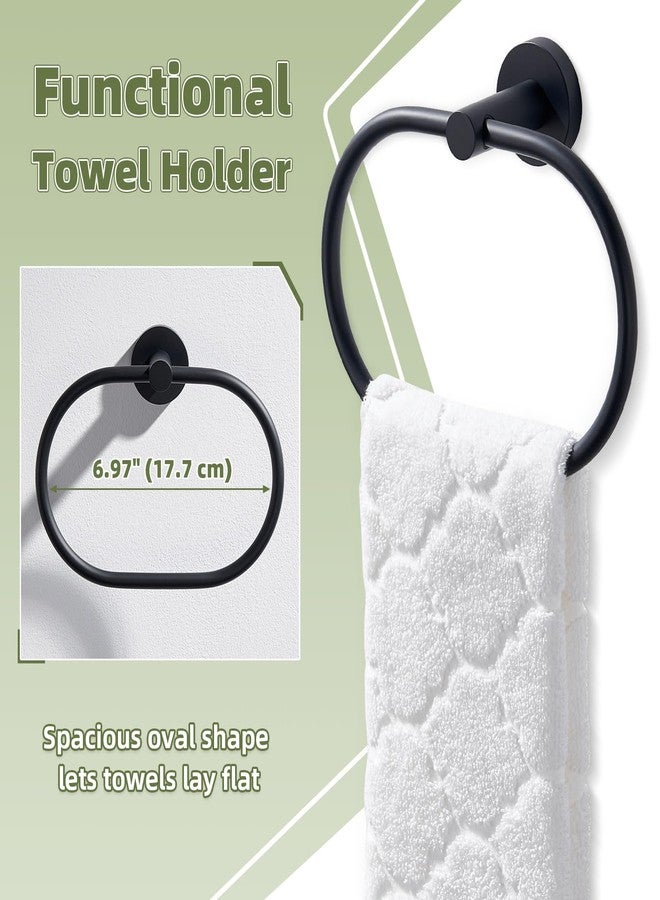 APLusee Matte Black Towel Ring, Stainless Steel Oval Hand Towel Holder for Bathroom Kitchen, Wall Mounted - Image 4