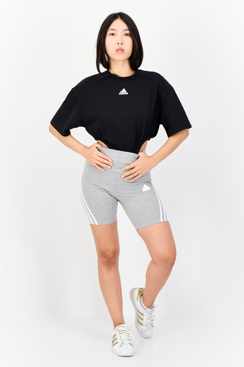 Women Sportswear Fit Short Sleeves Leotard, Black