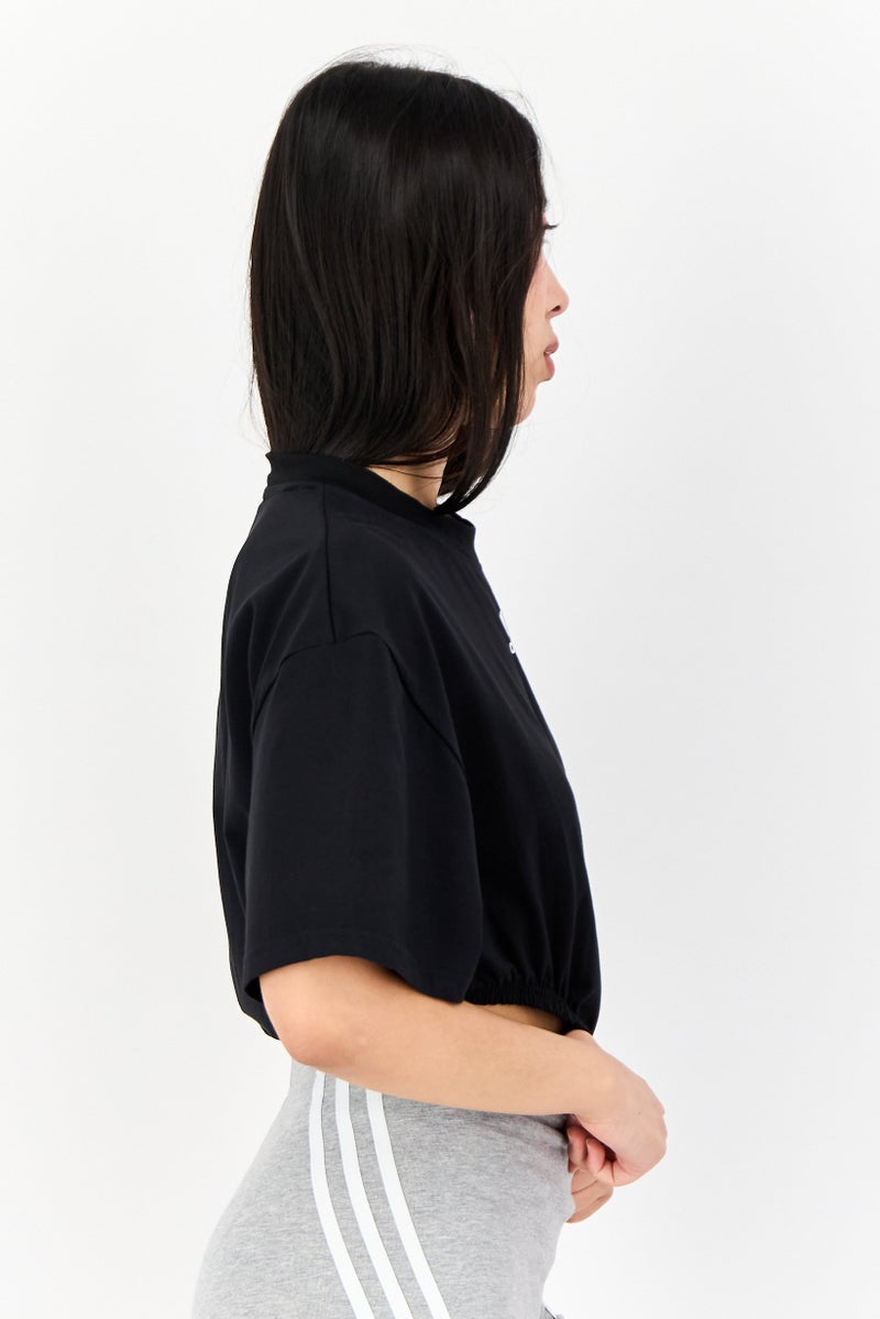 Women Sportswear Fit Short Sleeves Leotard, Black