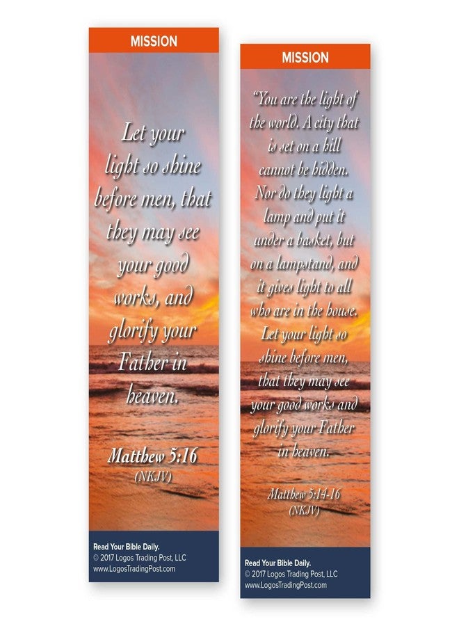 Logos Trading Post Christian Bookmark with Bible Verse, Pack of 25, Mission Themed, Let Your Light So Shine Before Men, Matthew 5:16 - Image 2