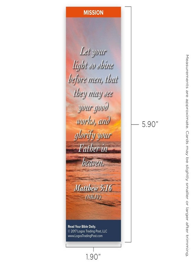 Logos Trading Post Christian Bookmark with Bible Verse, Pack of 25, Mission Themed, Let Your Light So Shine Before Men, Matthew 5:16 - Image 3