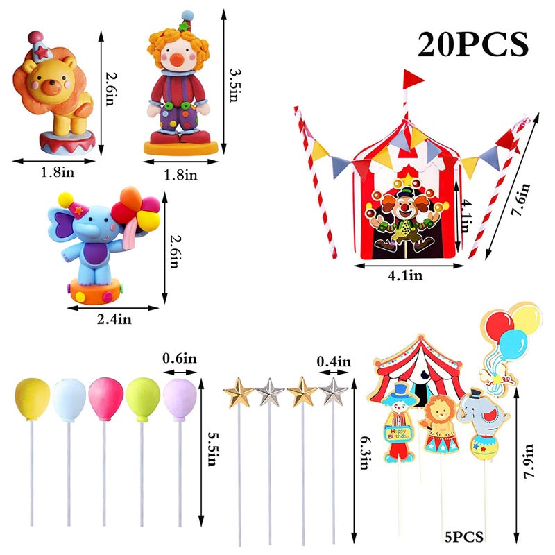 TOSPARTY Circus Cake Toppers Carnival Cupcake Toppers Circus Birthday Cake Decorations Carnival Birthday Party Supplies Circus Baby Shower Decoration - Image 2
