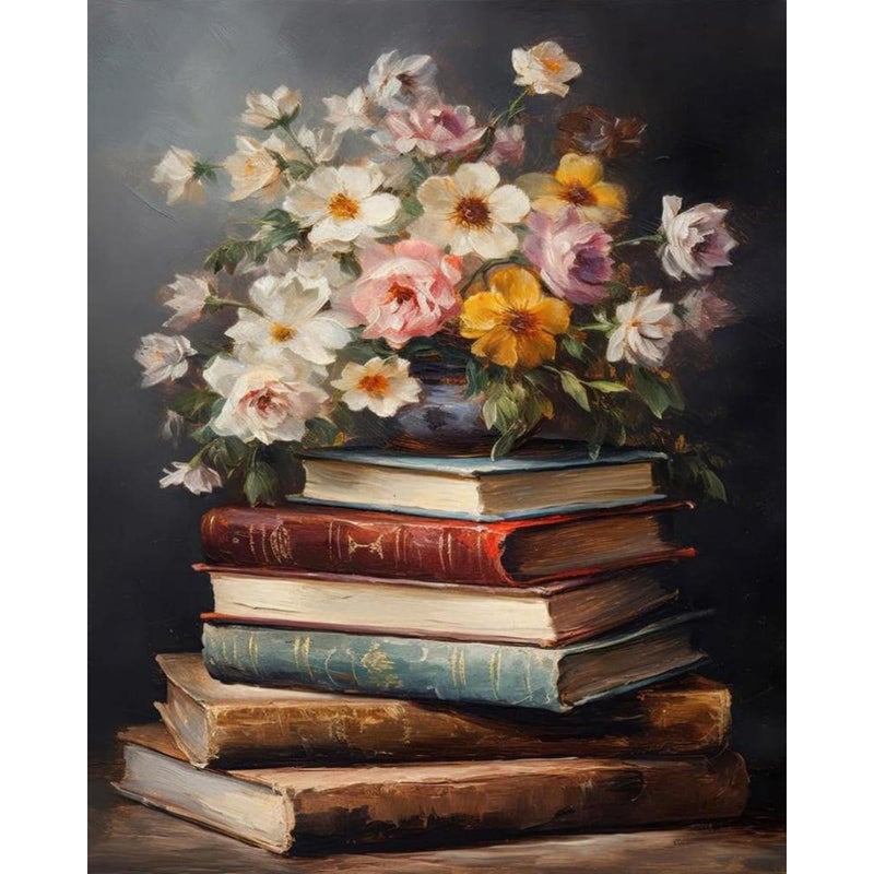 xackcme Book Paint by Numbers for Adults Paint by Number Flowers on Canvas Without Frame DIY Vintage Oil Painting for Gift Home Wall Decor 16x20 inch - Image 2