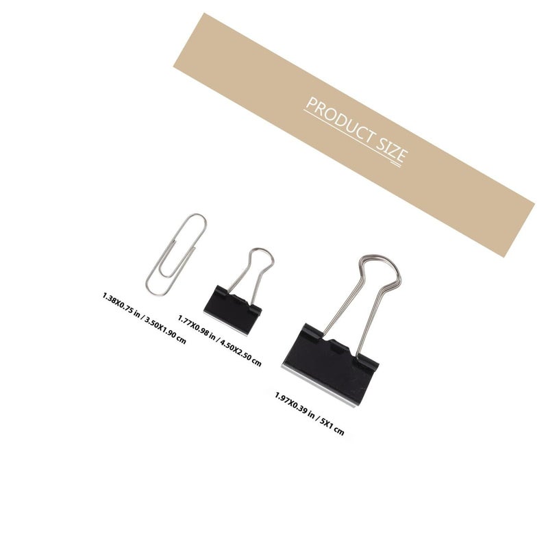 340pcs Silver Metal Binder Clips Set Long Tail Paper Clamps Office School Stationery - Image 3