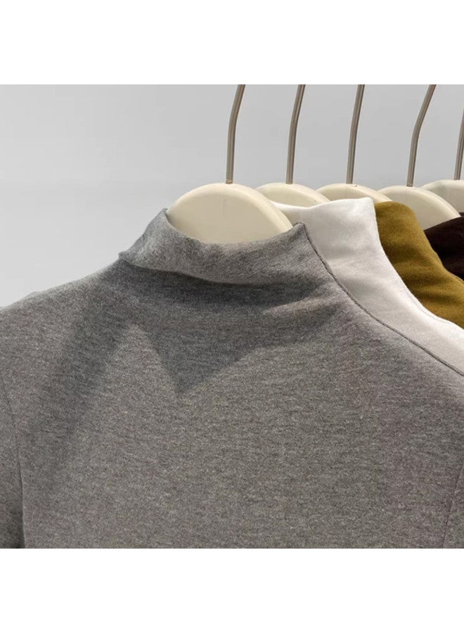 Modal Soft And Silky High-End Feel Semi-High Collar Short Sleeve T-Shirt For Women, Elegant Early Autumn Base Layer, Slim Fit High Elasticity Series Inner Top - Image 5