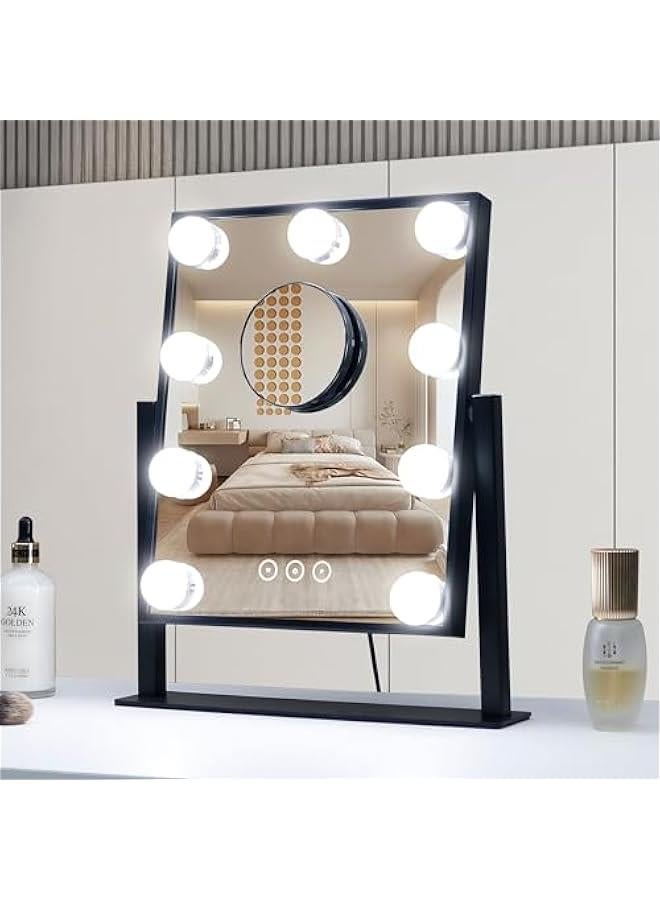 Arabest Lighted Vanity Mirror with Dimmable Bulbs for Dressing Room & Bedroom, 3 Color Modes, Detachable 10x Magnification, 360° Rotation  - Image 1