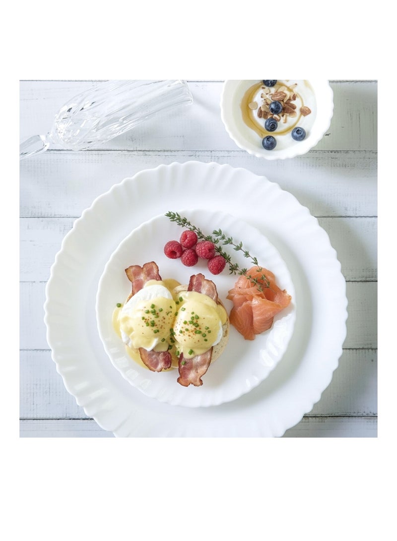 Houzi 20 Pcs Opal ware Dinnerware Set 4 x Dinner plate 4 x Dessert plate 4 x Bowl 4 x Cup 4 x Saucer Serving for 4 People - Image 4