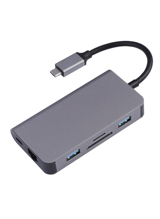 Thoraya TYPE-C to RJ45 Gigabit PD TF SD Converter Hub USB3.0 for iPhone/MacBook Gray  - Image 2