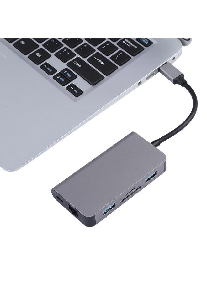 Thoraya TYPE-C to RJ45 Gigabit PD TF SD Converter Hub USB3.0 for iPhone/MacBook Gray  - Image 3