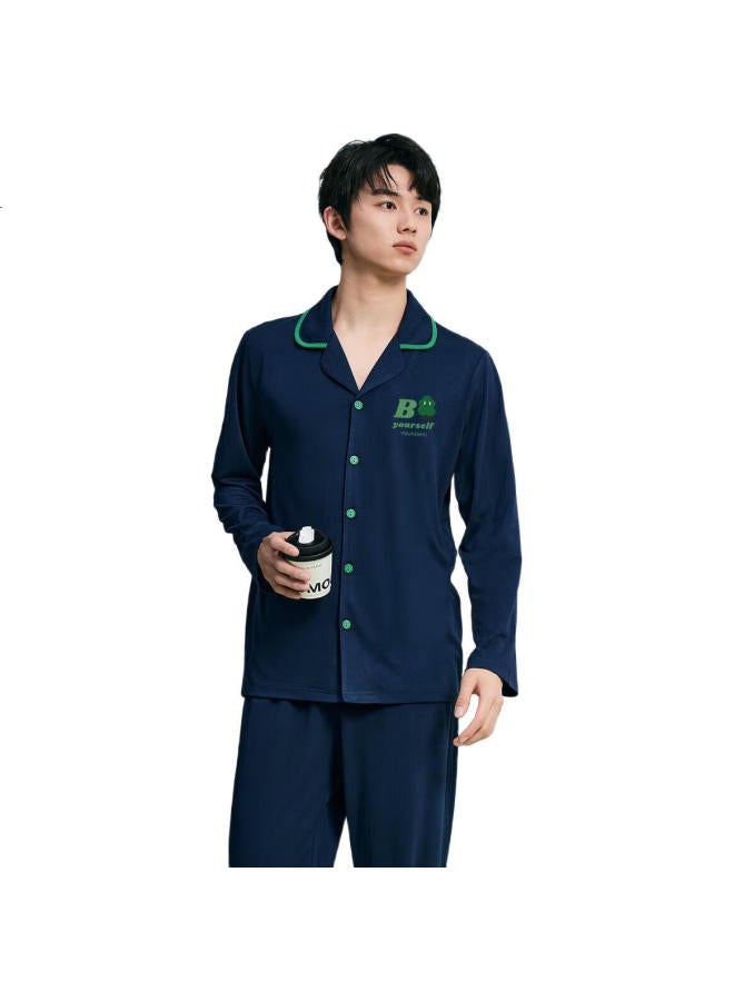 Youkeshu 60s Pure Cotton Men's Pajamas Xinjiang Combed Cotton 5a Antibacterial Father's Day Cardigan Summer Men's Home Wear Set - Image 3