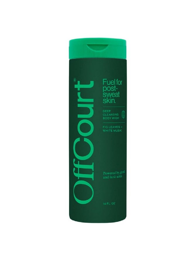OffCourt Sulfate-Free Body Wash For Men & Women - Non-Drying Exfoliator With Glycolic & Lactic Acids Leaves Skin Fresh & Smooth With Fig Leaves And White Musk Scent, 14 Fl. Oz (Pack Of 1)  - Image 1