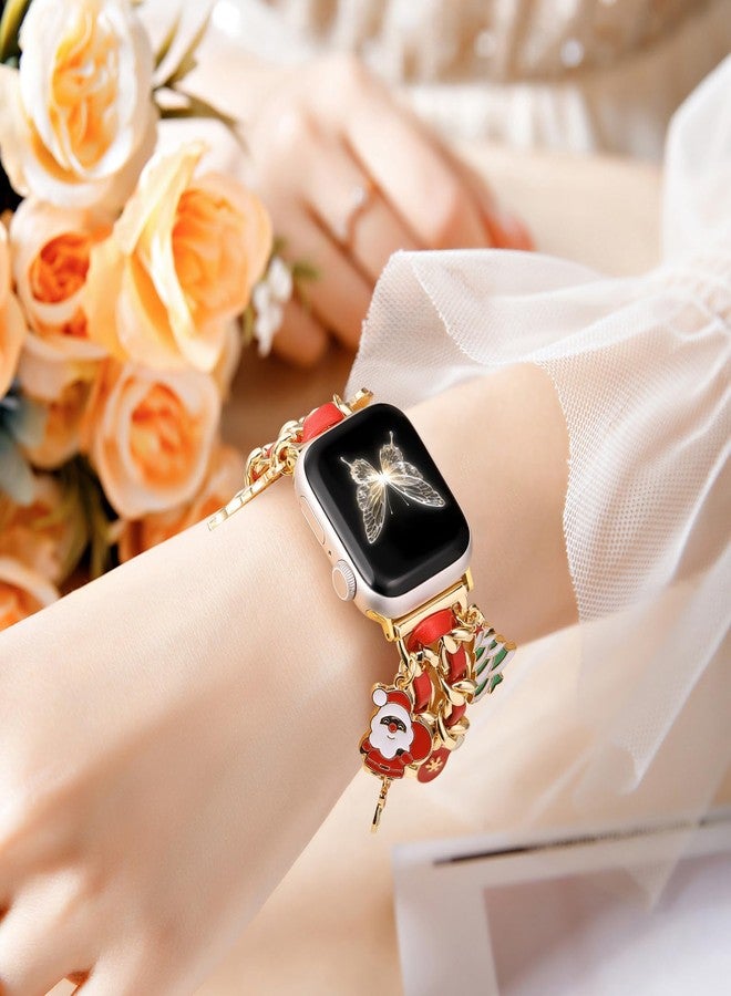 DaQin Christmas Charms for Apple Watch Bands for Women Compatible with iWatch Bands 40mm 38mm 41mm 42mm, Pretty Metal Chain Strap with Decorative Charms for iWatch Series 11 10 9 8 7 6 5 4 3 2 1 SE - Image 3