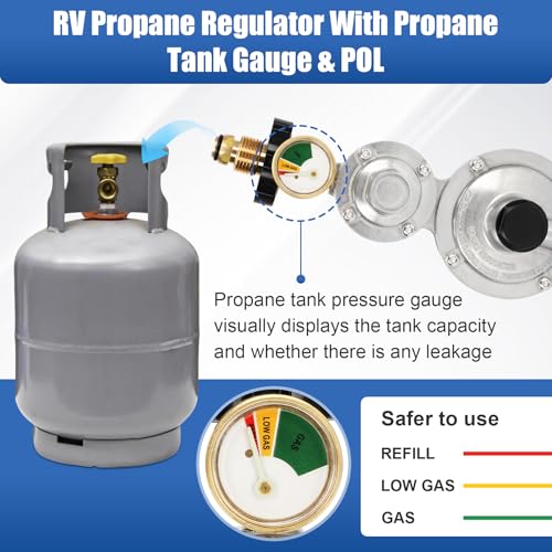 Feikeer Vertical 2 Stage Propane Regulator with POL and Gauge, Two Stage Propane Regulator Standard 3/8 Female NPT Connection, Double Stage Regulator for 20-100lb Tank，Gas Grill, RV, Propane Heater - Image 3